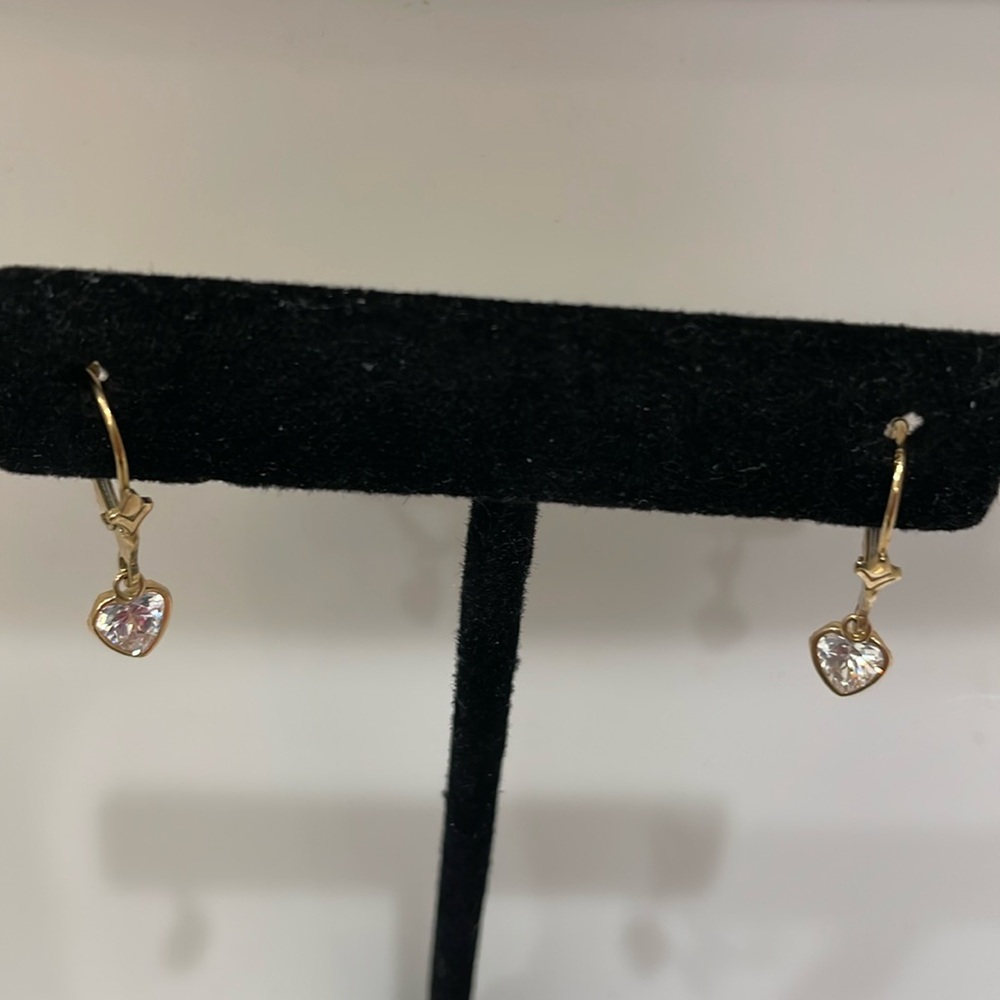 Girls 14kt Yellow Gold heart earrings